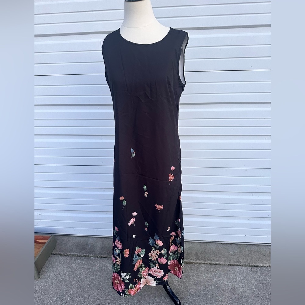 Shein Women's Navy Floral Sleeveless Long Dress Size L